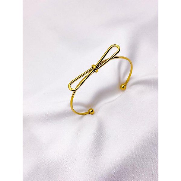 BRACELETE AÇO INOXIDÁVEL LAÇO - DOURADO