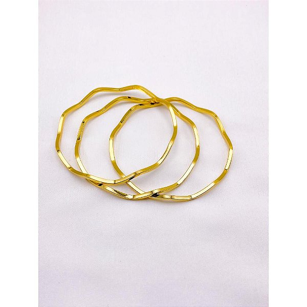 KIT 3 PULSEIRAS AÇO INOXIDÁVEL  - DOURADA