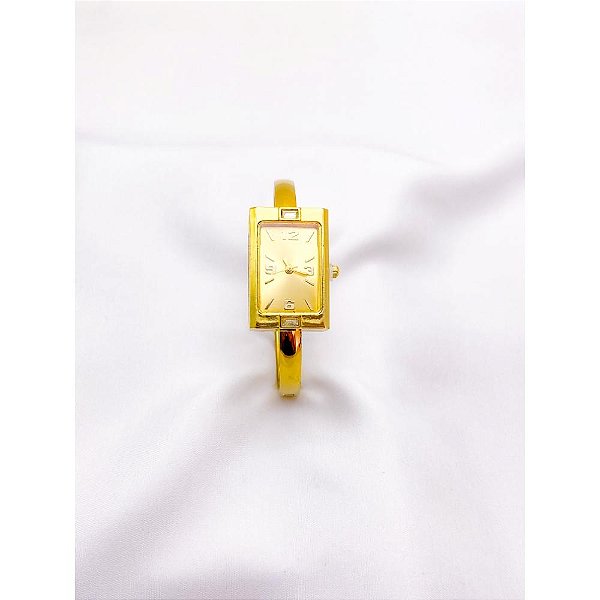 BRACELETE RELÓGIO AÇO INOXIDÁVEL  FUNDO DOURADO - DOURADO