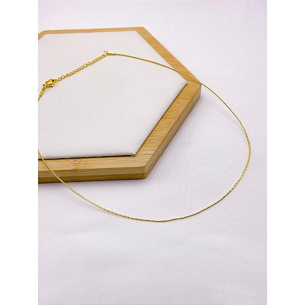 COLAR AÇO INOXIDÁVEL 45CM  ELO SEMI RIGIDO - DOURADA