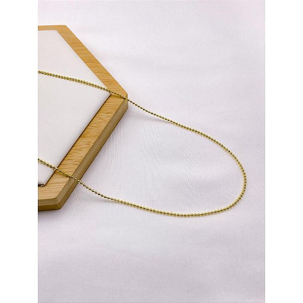 COLAR AÇO INOXIDÁVEL 45CM  ELO BOLINHAS - DOURADA