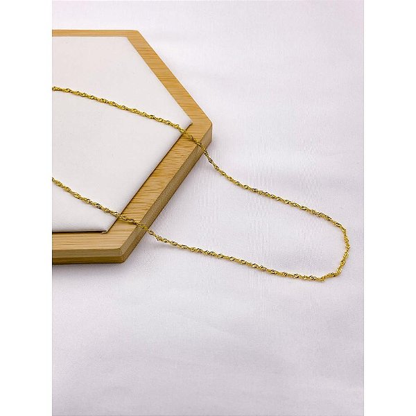 COLAR AÇO INOXIDÁVEL 45CM  ELO TORCIDOS  - DOURADA