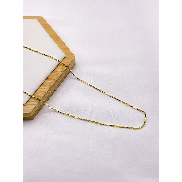 COLAR AÇO INOXIDÁVEL 45CM  CADEADO  - DOURADA
