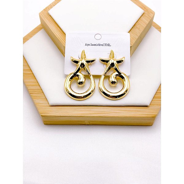 BRINCO AÇO INOXIDÁVEL ESTRELA DO MAR - DOURADO