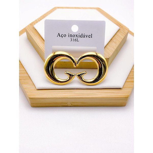 BRINCO AÇO INOXIDÁVEL GEOMETRICO - DOURADO