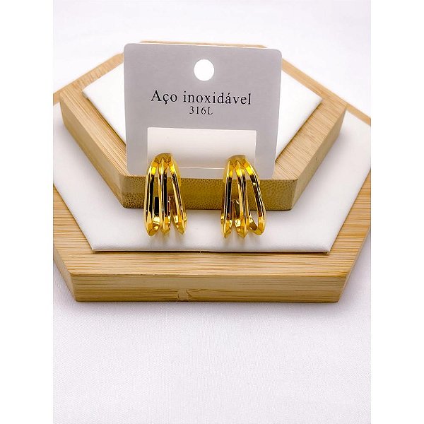BRINCO AÇO INOXIDÁVEL 3 FIOS  - DOURADO