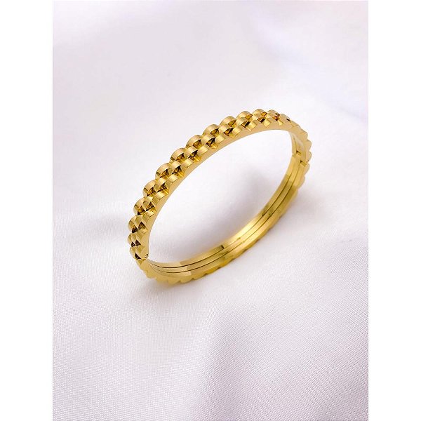 BRACELETE AÇO INOXIDÁVEL COM DETALHES - DOURADO