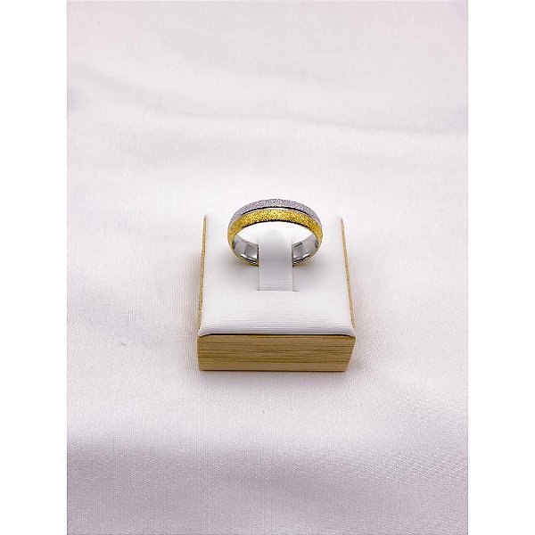ALIANCA ACO INOXIDAVEL JATEADA  6MM - DUO COLORS (UNIDADE)