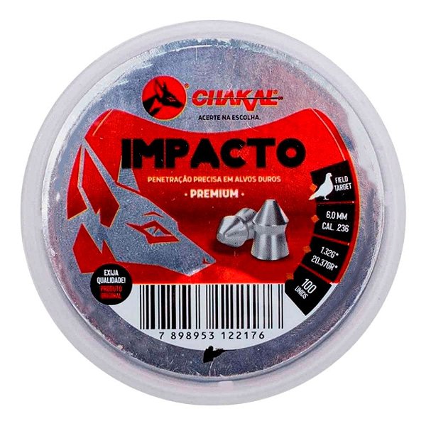 Chumbinho Impacto 20.37 Grains 6.0mm 100un. - Chakal