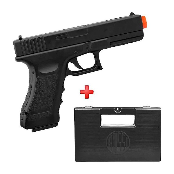 Pistola Airsoft Spring Glock V20 Full Metal 6mm – Vigor + Case Rígido Maleta