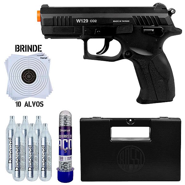 Pistola de Pressão CO2 WinGun CZ300 W129 4.5mm + Capa Pistola + 6 Cápsulas CO2 + Esferas de Aço 500u