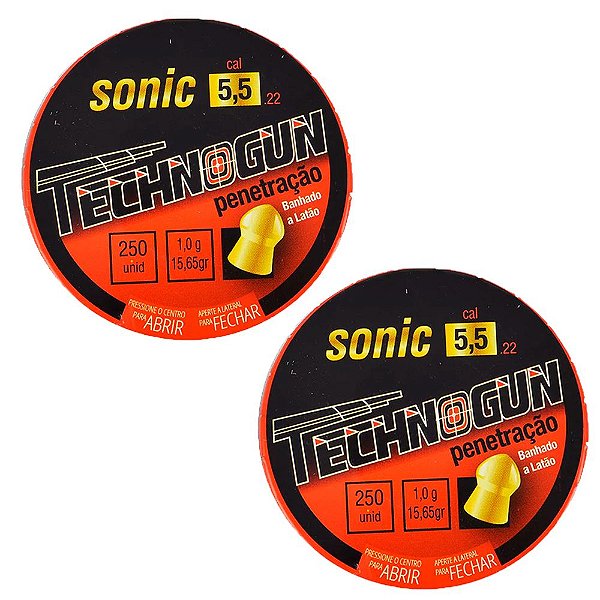 2x Chumbinho Sonic Latonado 5.5mm 250un - Technogun