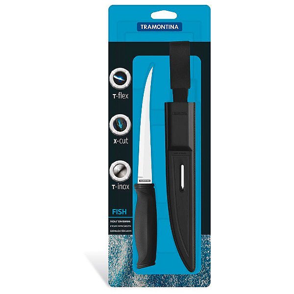 Faca Tramontina Fish para Filetar com Lâmina Aço Inox Cabo Polipropileno Bainha Nylon 6''