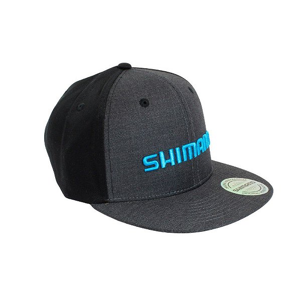 Boné De Pesca Reto Cinza/Preto Logo Azul Ciano - Shimano
