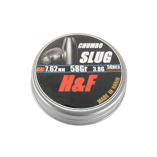 Chumbinho Slug 7.62mm 58 Grains 50 Peças - H&F