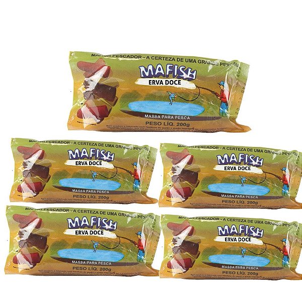 Kit 5x Massa Pronta Para Pesca 200g Erva Doce - Mafish