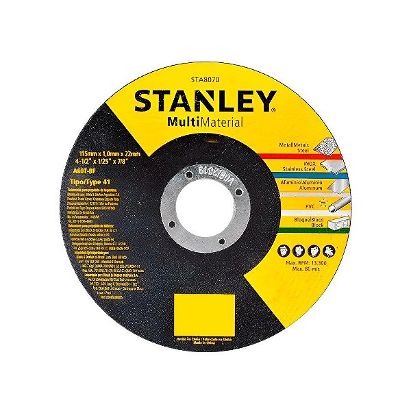 Disco De Corte Multimaterial 4 1/2" X 1,0mm X 7/8" - Stanley