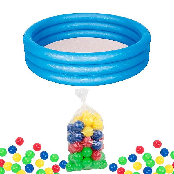 Piscina Infantil Inflável 101 Litros Play 3 Anéis Bestway + 50  Bolinhas plásticas