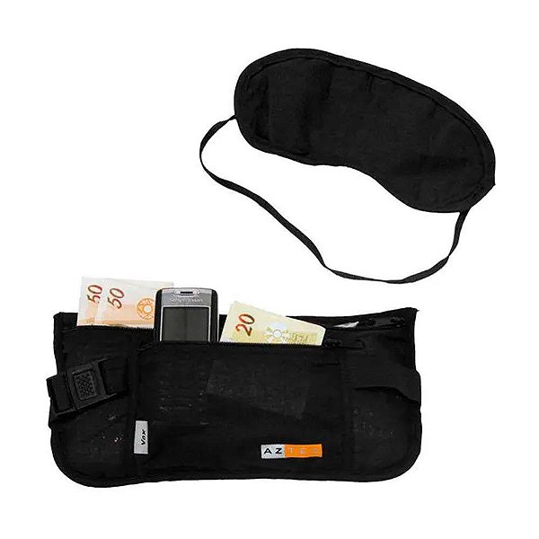 Kit Vox Máscara de Dormir e Pochete Super Fina Viagem- Azteq