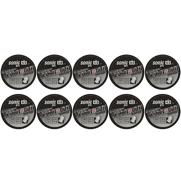 Kit 10 Chumbinhos Technogun Sonic Pro 4.5mm 250un