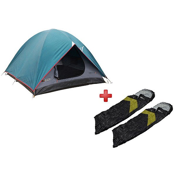 Barraca Nautika Cherokee GT 2/3 Pessoas + 2 Sacos de Dormir Viper Preto e Verde