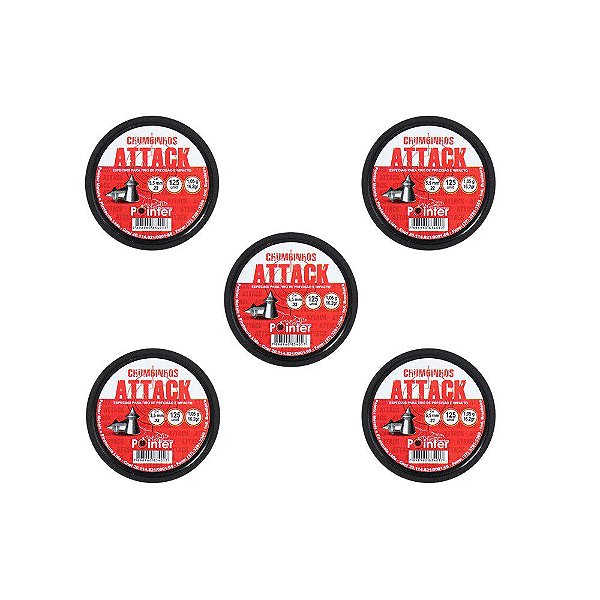 Kit 05 Chumbinhos Pointer Attack 5.5mm 125un.