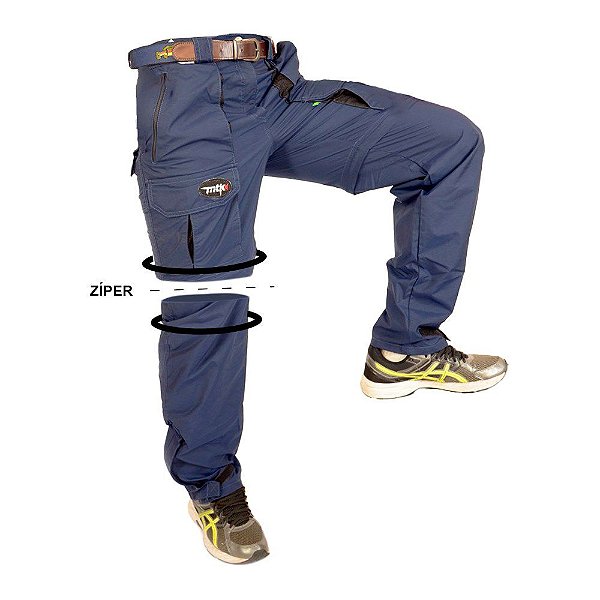 Calça / Bermuda de Pesca Amazon Com Zíper no Joelho Marinho Lisa - MKT