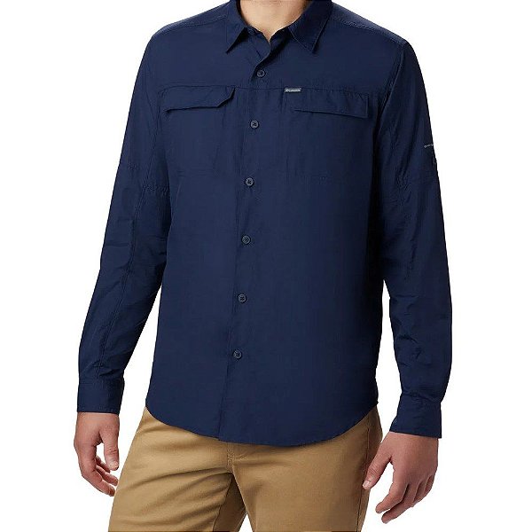 Camisa Manga Longa Masculina Silver Ridge™ II Azul Marinho – Columbia