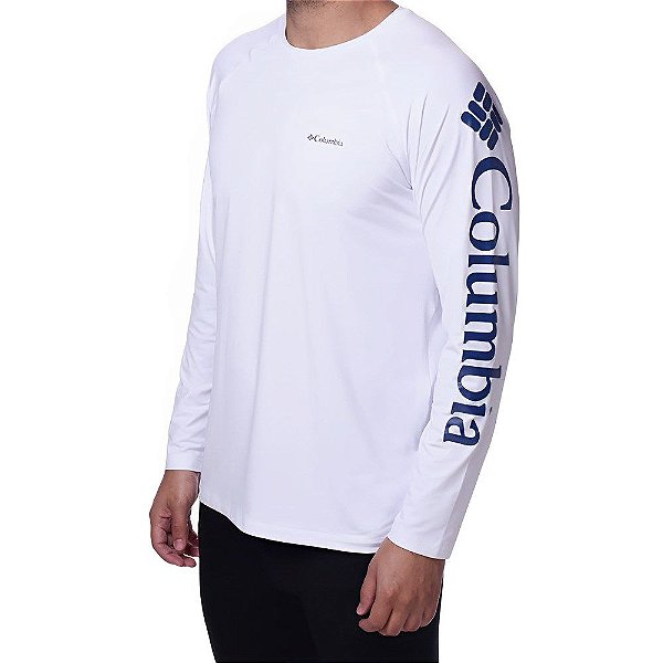 Camiseta Proteção Manga Longa Aurora Branca Estampada - Columbia