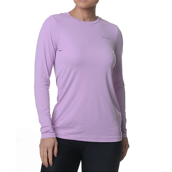 Camiseta Feminina Neblina ML Anthracite Lilas  - Columbia