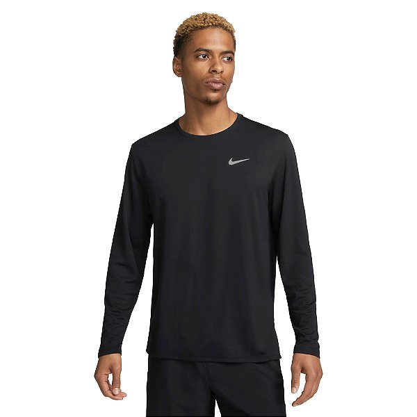 Camiseta Masculina Manga Longa Running UV Preto - Nike