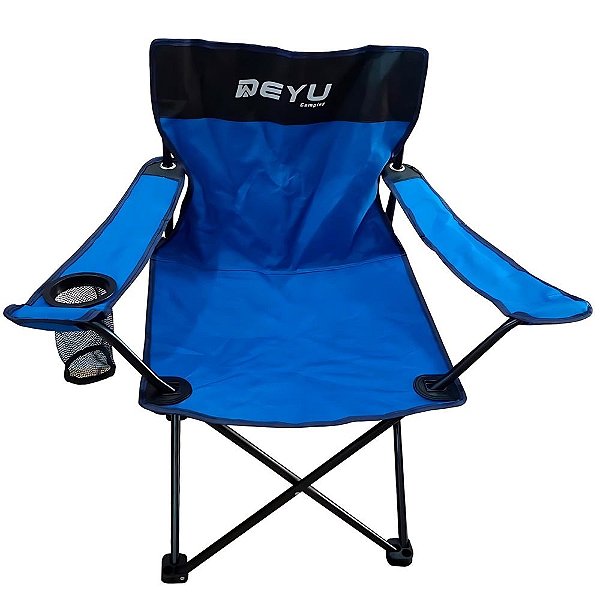 Cadeira Dobrável Para Camping c/ Braço Azul - Deyu