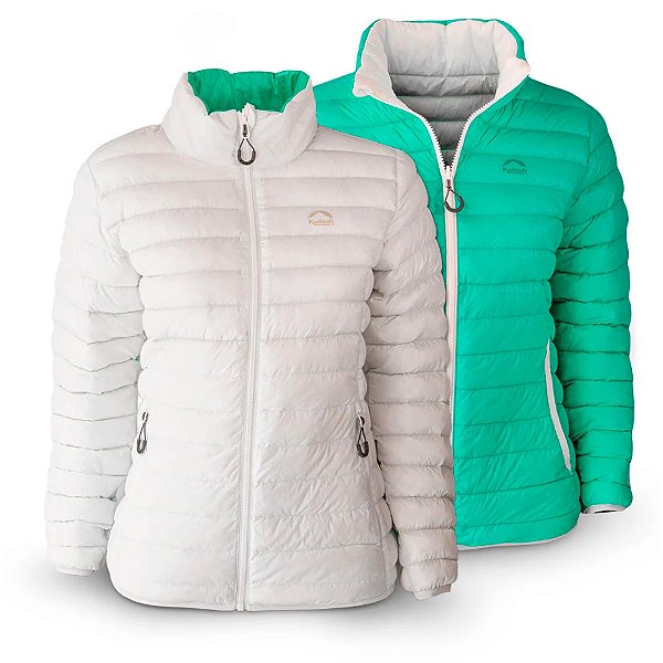 Jaqueta Feminina Puffer Dupla Face Pluma Ganso Branco/Tifanny - Kailash