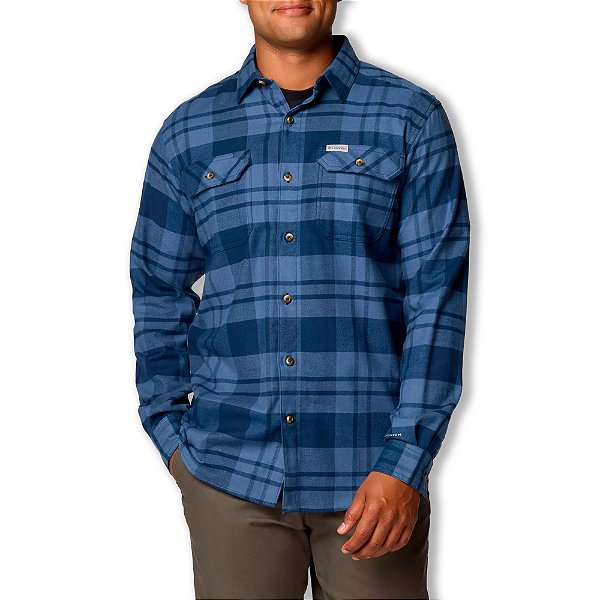 Camisa Masculina Flare Gun™ Stretch Flannel M/L Collegiate Navy - Columbia
