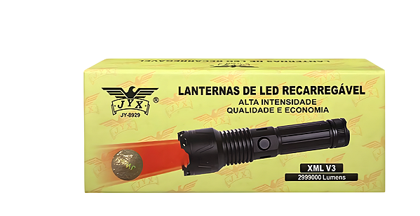 Lanterna de LED Recarregável XML V3 JY-8929 Luz Vermelha - J.W.S