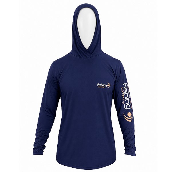 Camiseta Manga Longa Com Proteção UPF50+ Com Touca Samurai Marinho - Fishing Company