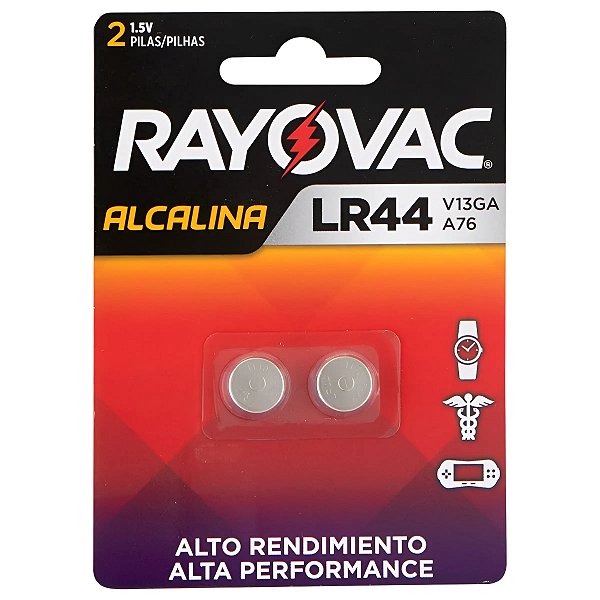 Bateria Botão LR44 Alcalina Encartelada C/ 2 unidades - Rayovac