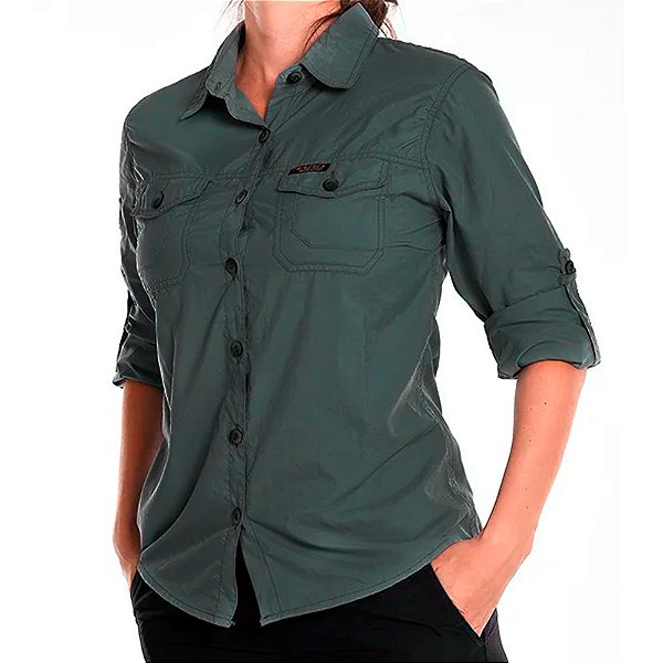 Camisa Hard Safari UV50+ Feminina Chumbo - Hard Adventure