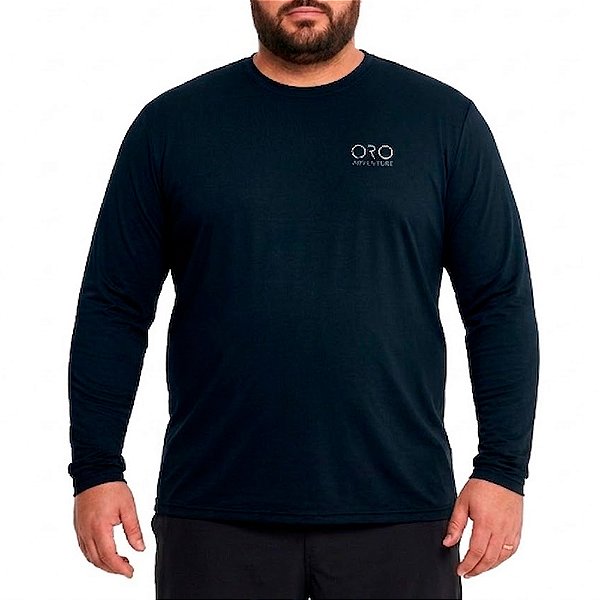 Camiseta Básica UV50+ ML Plus Size Marinho - Oro Adventure