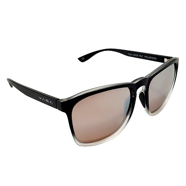 Óculos Polarizado Dark Vision L5409 Casual Lente Marrom/Prata Espelhado Armação Pta/Cinza - Yara