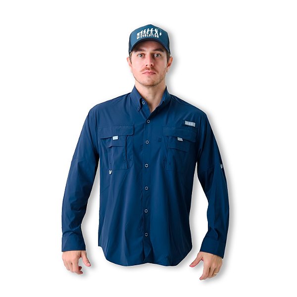 Camisa Masculina Classic Plus Manga Longa Azul Marinho - Mar Negro