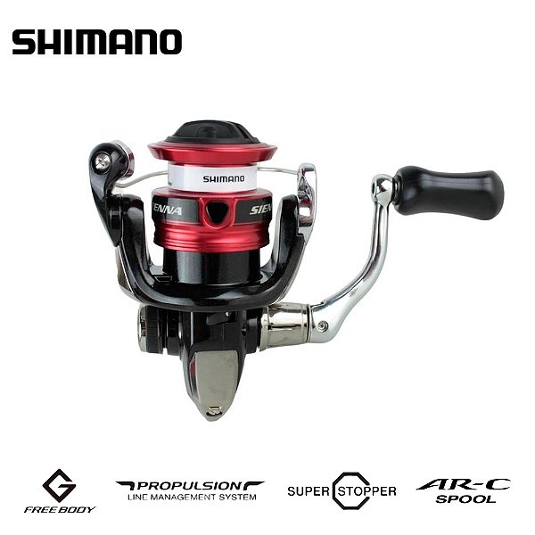 Molinete Ambidestro Sienna FG HG Grafite / Alumínio 3 + 1 Rolamentos Preto e Vermelho - Shimano