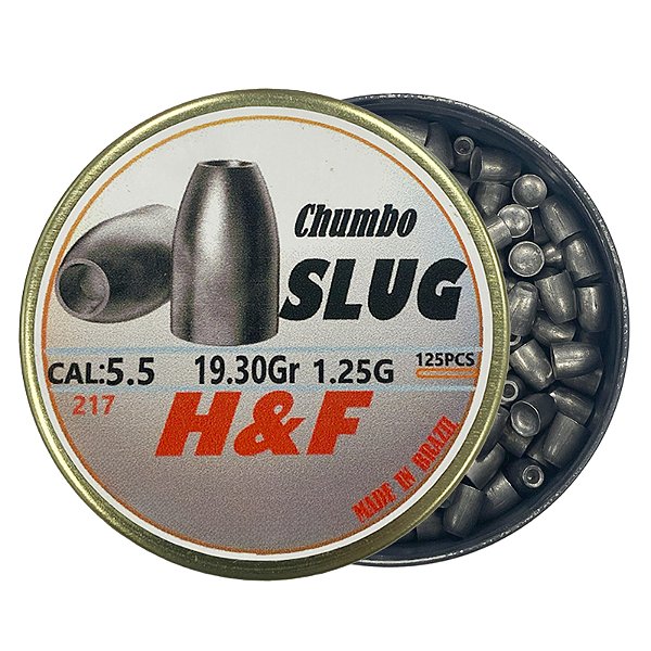 Chumbinho Slug 5.5mm 1.25g 19.3GR 125un - Slug H&F