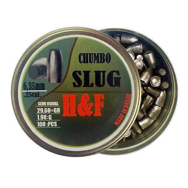 Chumbinho Slug 6.35mm 1.9g 29.6GR 100un - Slug H&F
