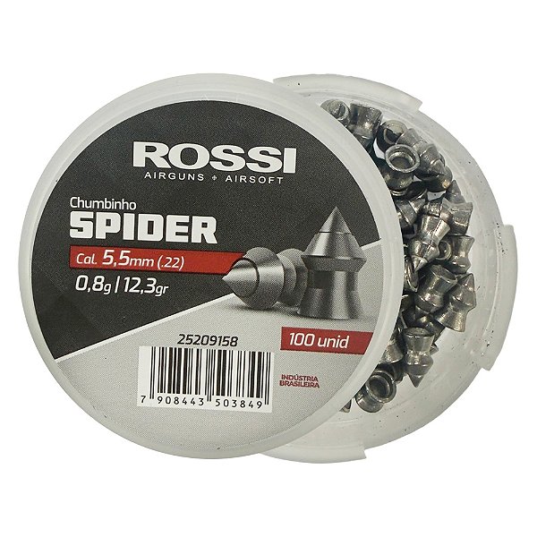 Chumbinho Ponta Spider Cal 5.5mm 0.8g 12.3gr - Rossi
