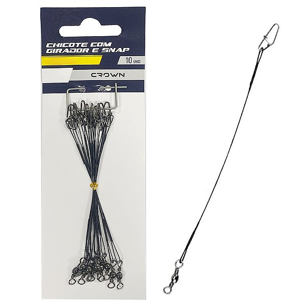 Chicote Crown Steel Leader Black Nickel C/ Girador e Snap - Crown