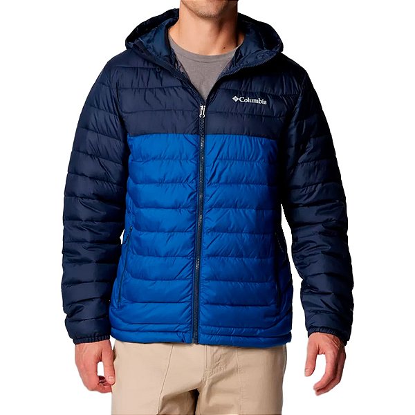 Jaqueta Masculina Capuz Powder Lite II Hooded Mountain Blue Colle Azul - Columbia