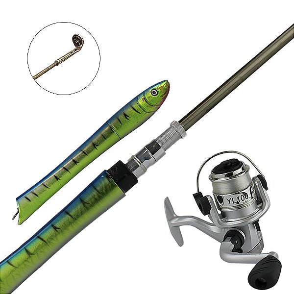 Conjunto De Vara Formato Peixe + Molinete 1rol Cores Sortida Ref. 14444 - Narciso Pesca