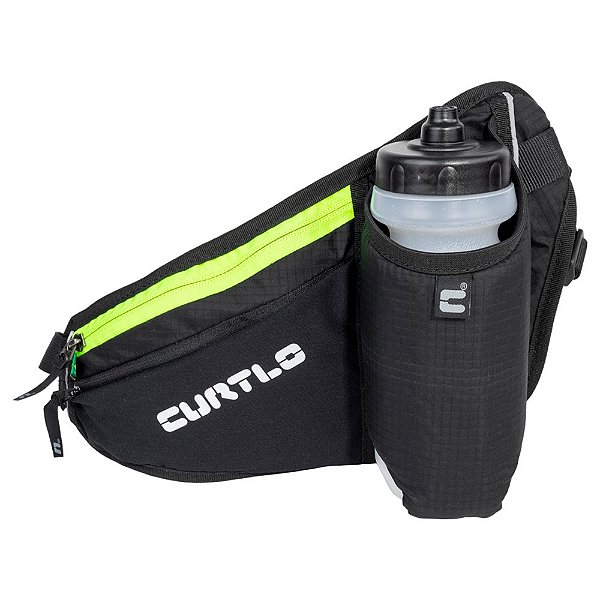 Pochete X Run Preto/Verde Acompanha squeeze de 500ml - Curtlo