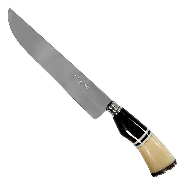 Faca PAra Churrasco 9'' Cabo Resinado Listras Branco Preto - Facas Cascavel